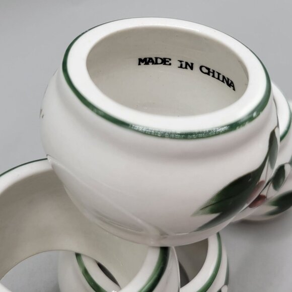 Citation Cades Cove Pattern Napkin Rings Apple Cherry Discontinued Set of 6 - Picture 7 of 8